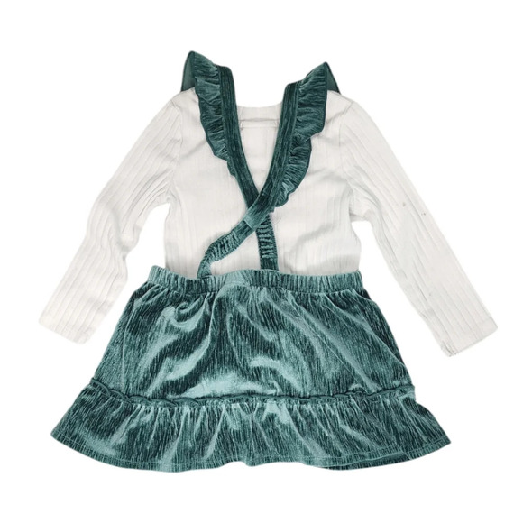 Cat and Jack Green Velour Jumper Skirtall Dress Size 2T - Picture 2 of 7